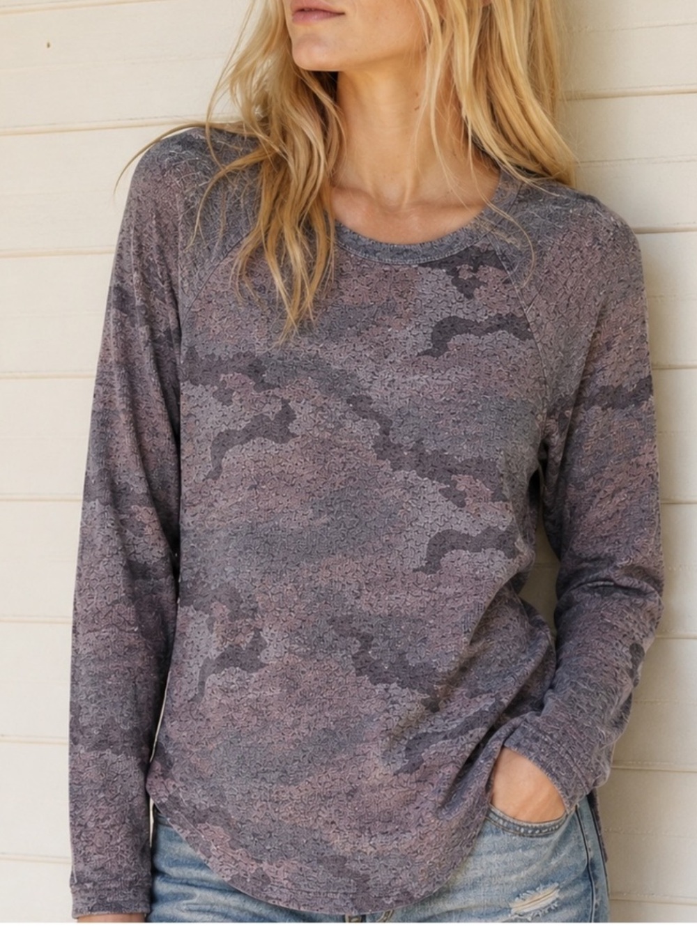 American Eagle Soft & Sexy Thermal Camo Long Sleeve Top XS